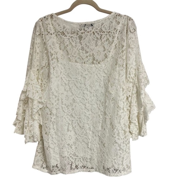 Fever Women's XL Multicolor Lace Blouse with Detachable Shell - Picture 5 of 9